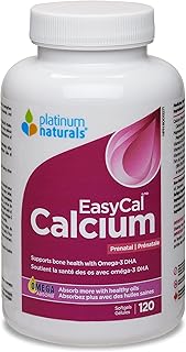 Platinum Naturals - EasyCal Calcium Prenatal, 120 Softgels - Prenatal Calcium with Omega 3 DHA - Support Bone Health, Teeth Health, Eye Health, Brain Health, Nervous System, Fetal and Maternal Health