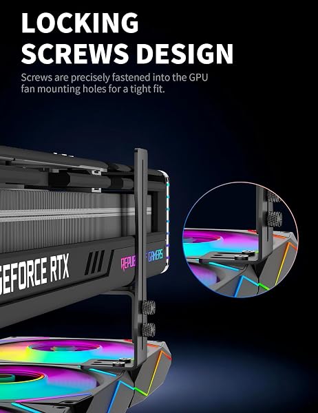 upHere GH9 GPU Support, Aluminium Alloy Graphics Card Holder, Fan Mounting GPU Sag Bracket for Universal Graphics Cards, 6-125 mm, Black - 2