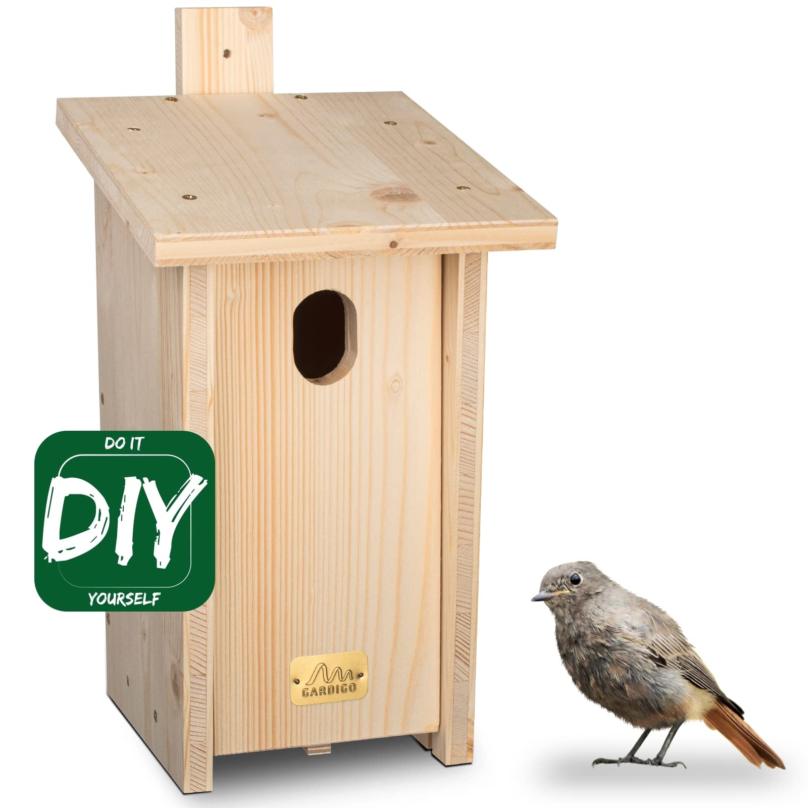 Gardigo Nichoir DIY pour Queue Rouge de Jardin I Kit de Bricolage en Bois d'Épicéa Non Traité et Résistant aux Intempéries I Fabriqué en Allemagne