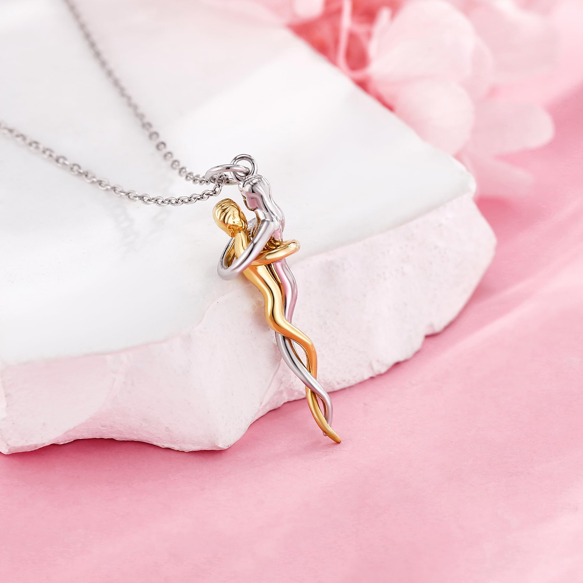 DAYLINLOVE Collar de plata de ley 925 para parejas, joyería para él y ella, regalo del día de San Valentín