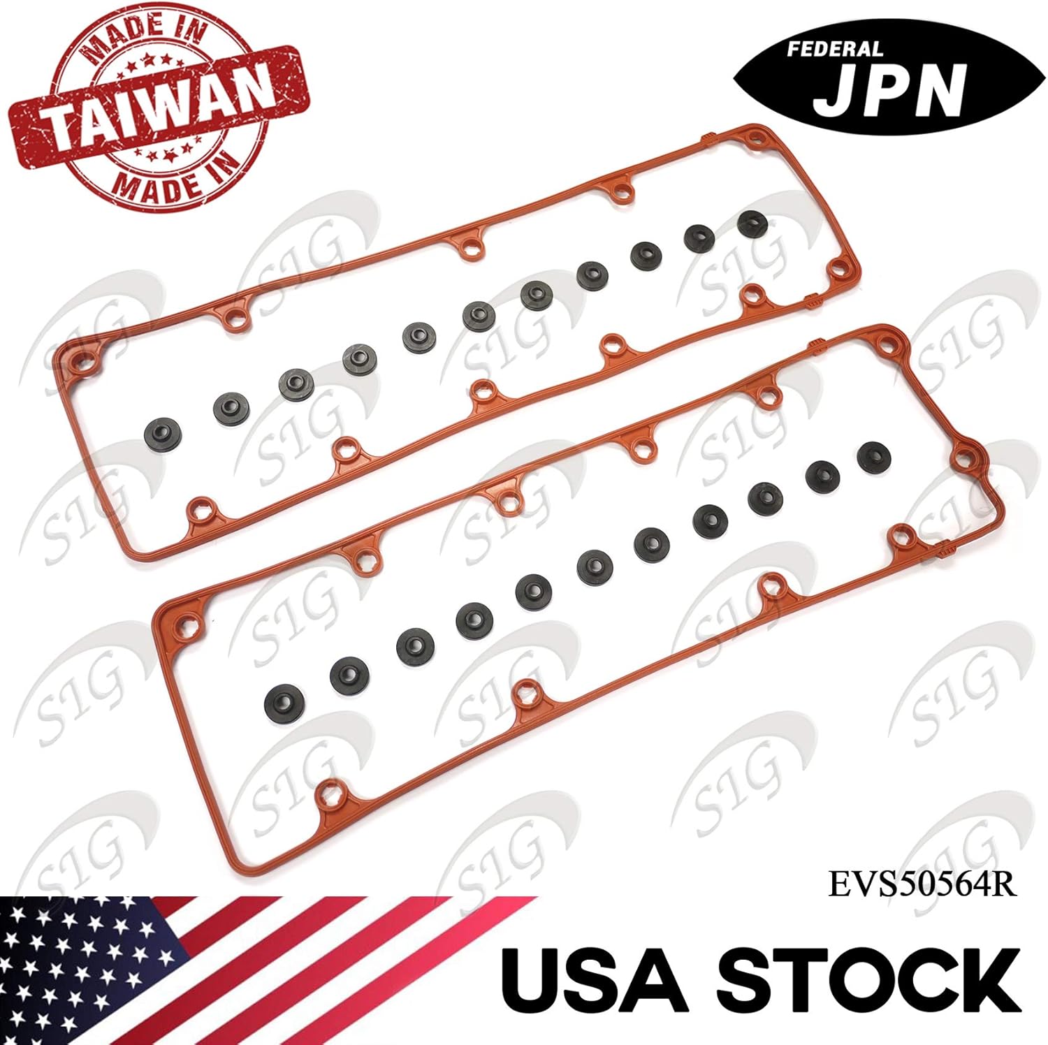 Engine Valve Cover Gasket Compatible with Ford & Lincoln & Mercury & Mobility Ventures & VPG Model Expedition & Explorer & F150 & Mustang & MV-1 with Engine Base 4.6L V8 (Rep# VS50564R) - EVS50564R