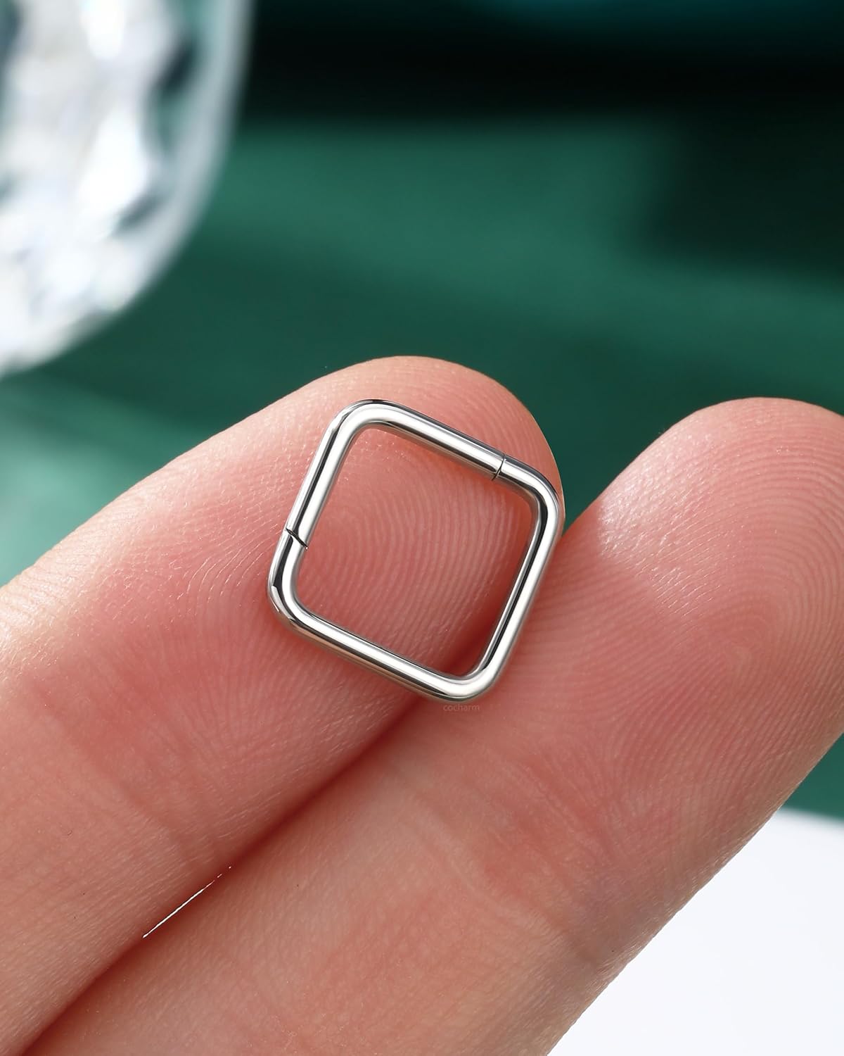 COCHARM Titanium Rhombus Shape Daith Conch Earring 16g, Hypoallergenic