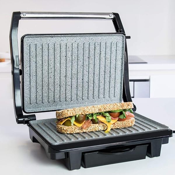 Cecotec Grill électrique 750 Full Open .Revêtement en pierre RockStone, antiadhésif maximum et meilleur nettoyage, ouverture à 180 ° C, poignée froide (1000 W) - 2