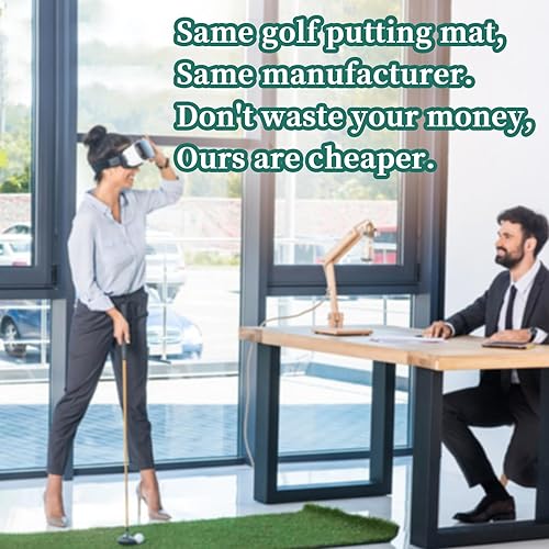 Miniatura 7 de Alfombrilla de golf para interiores, golf verde para exteriores de 10 pies, tapete de práctica portátil para entrenamiento de golf con sistema de