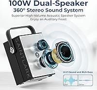 Vista 2 de Amplificador de voz potente de 100 W con 2 micrófonos inalámbricos, altavoz portátil con sonido profesional grande con micrófono, altavoz Bluetooth