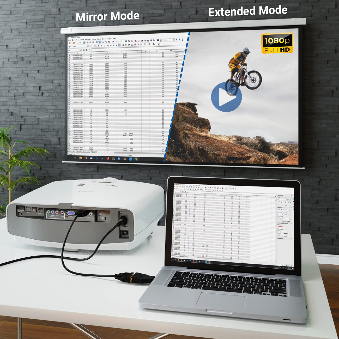 deleyCON Kabel Przejściowy z Displayport na VGA - Kabel Przejściowy z Wtyczki DP Displayport na Gniazdo VGA Pozłacane Styki do Podłączenia Telewizora Projektora Komputera Laptopa Notebooka