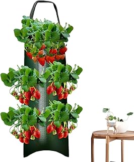 Strawberry Planter Bag Upside Down Hangable Fabric Planting Pouch | Garden Grow Bags for Carrots Onions Tomatoes Potatoes Roses Strawberries Vegetables Gardening