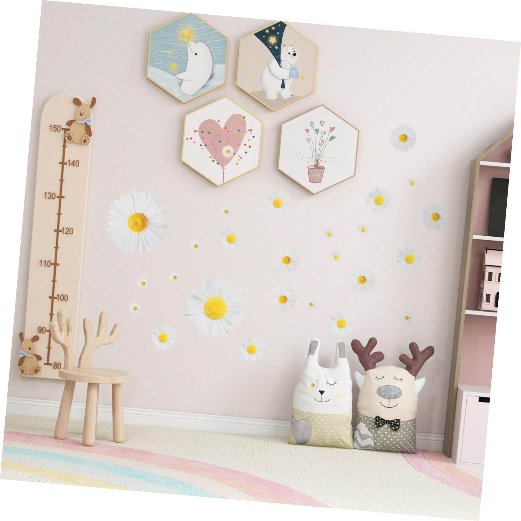 NUOBESTY Adesivi Murali Margherita Decalcomanie Murali Floreali Rimovibili Fai da Te Fiori Margherita Decorazione Artistica da Parete per Bambini Decalcomanie Autoadesive da Soggiorno per