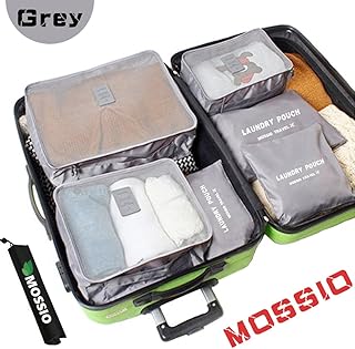 Mossio 7 Set Packing Cubes with Shoe Bag - Compression Travel Luggage Organizer