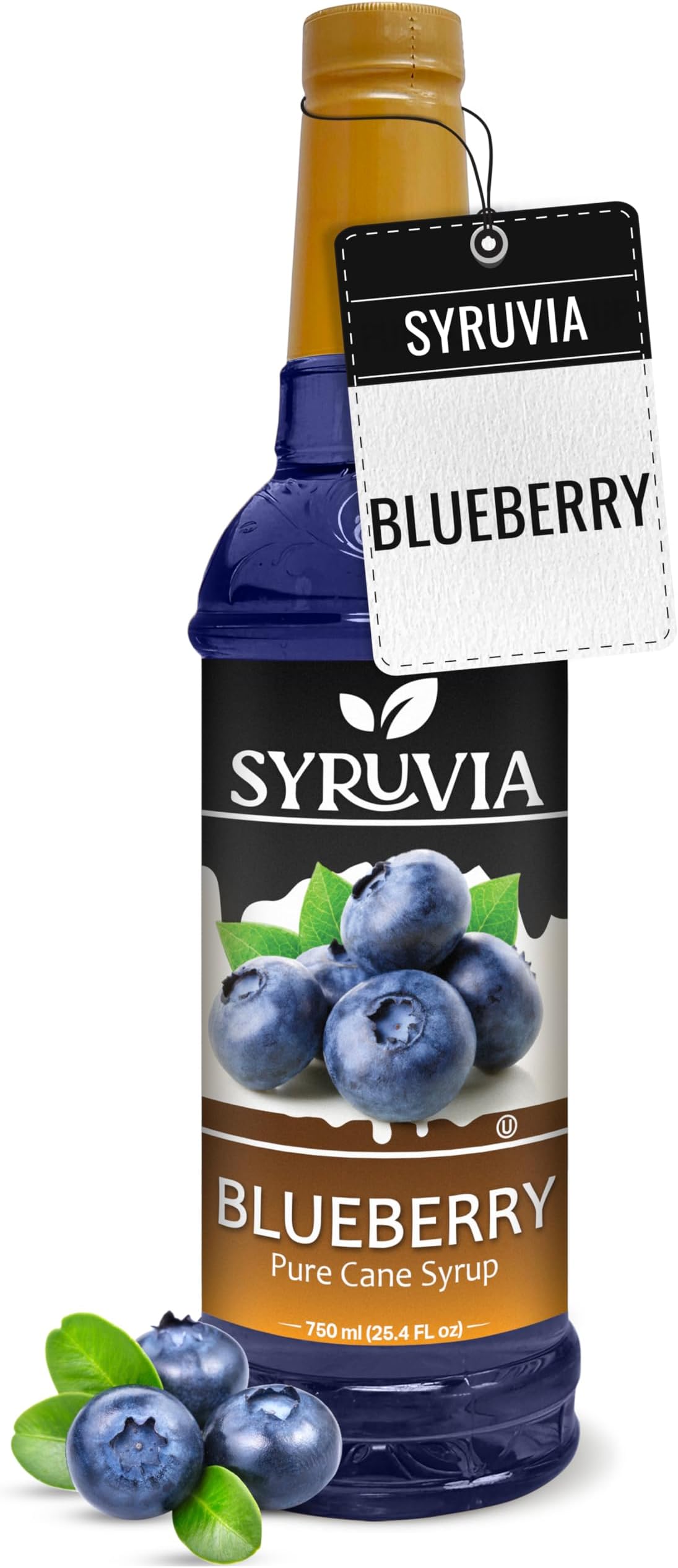 Syruvia Blueberry Syrup, Flavored Syrup for Drinks, Cocktails, Lemonades, Iced Teas, and Desserts – 25.4 fl oz