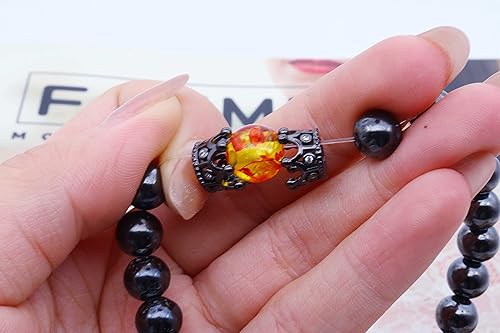 Miniatura 5 de 2 pulseras de obsidiana negra antihinchazón, ajustable, de drenaje linfático, pulsera de terapia magnética para mujeres y hombres, cuentas de yoga