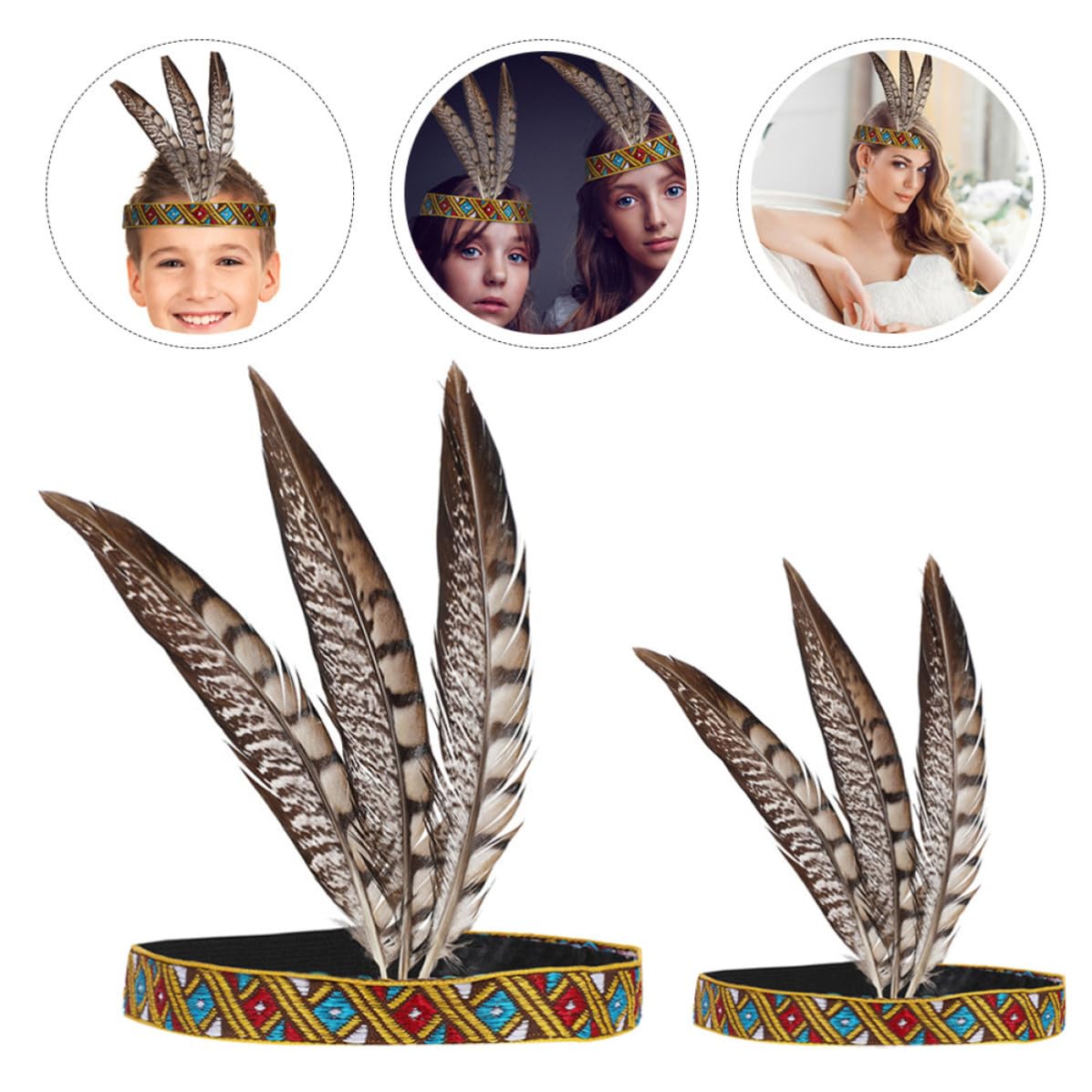 Abaodam 10 Stück Leichtes Haarkleid mit Federn Performance Haaraccessoires aus Stoff Komfortabler Kopfschmuck für Partyauftritte von Kindern und Erwachsenen