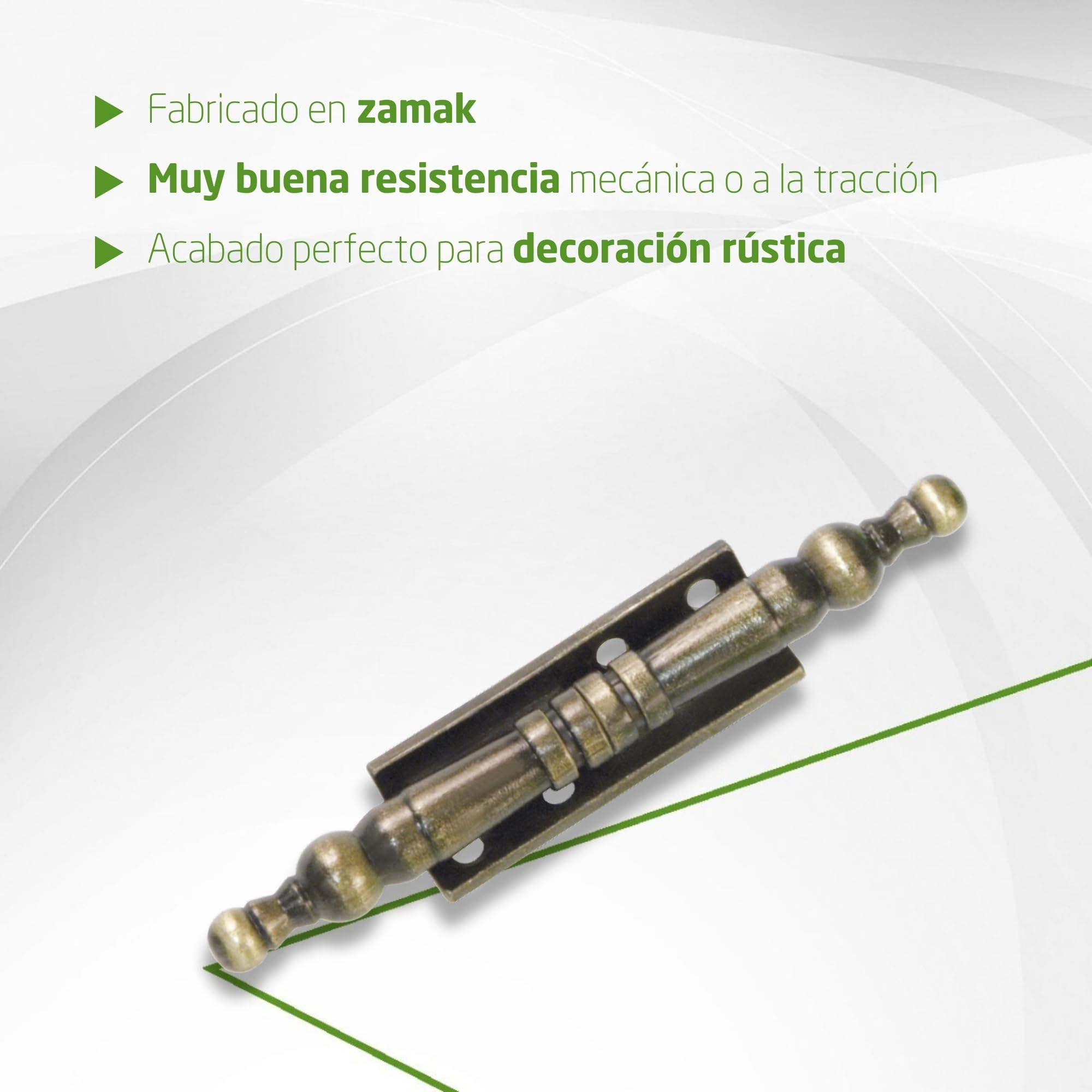 Amig - Bisagra Desmontable Decorativa con Remate - Fabricada en Zamak - Para Puertas Abatibles de Armarios y Otros Muebles - Medidas 100 x 10 mm - Acabado en Cuero