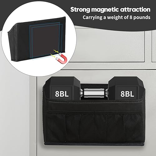 Miniatura 3 de Beveetio Potente soporte magnético para archivadores, soporte de papel magnético con bolsillos de malla, paquete de 2 organizadores de archivos de