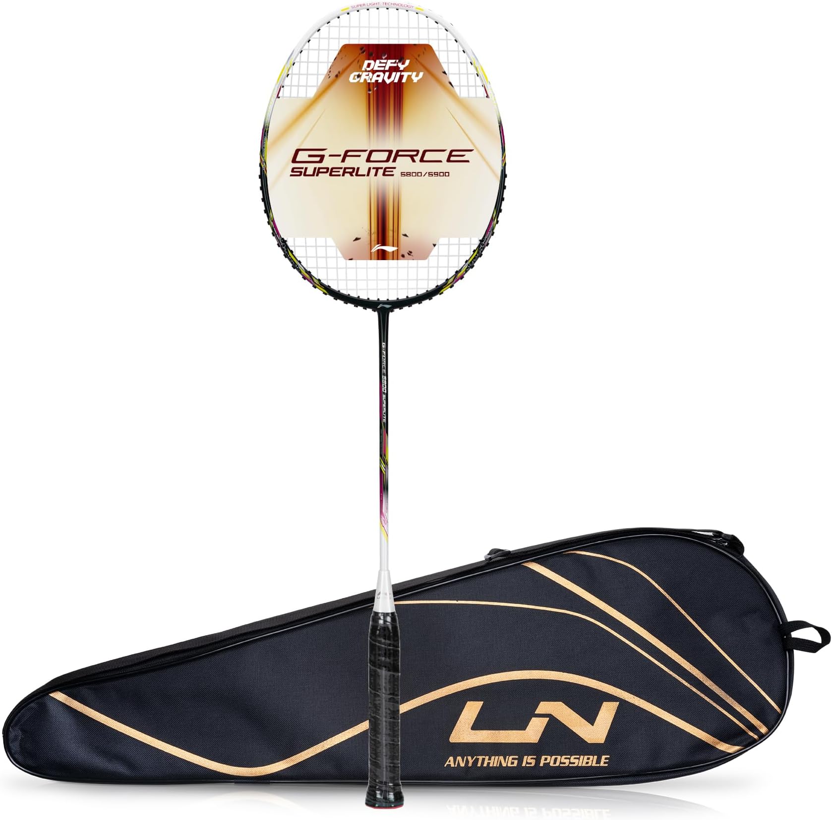 Li-Ning G-Force 5k Superlite Badminton Racket with Full Cover | 78 Grams | Max Tension : โค30 lbs | Enhanced Control, Fast Swing Speed & Aero Frame Tech