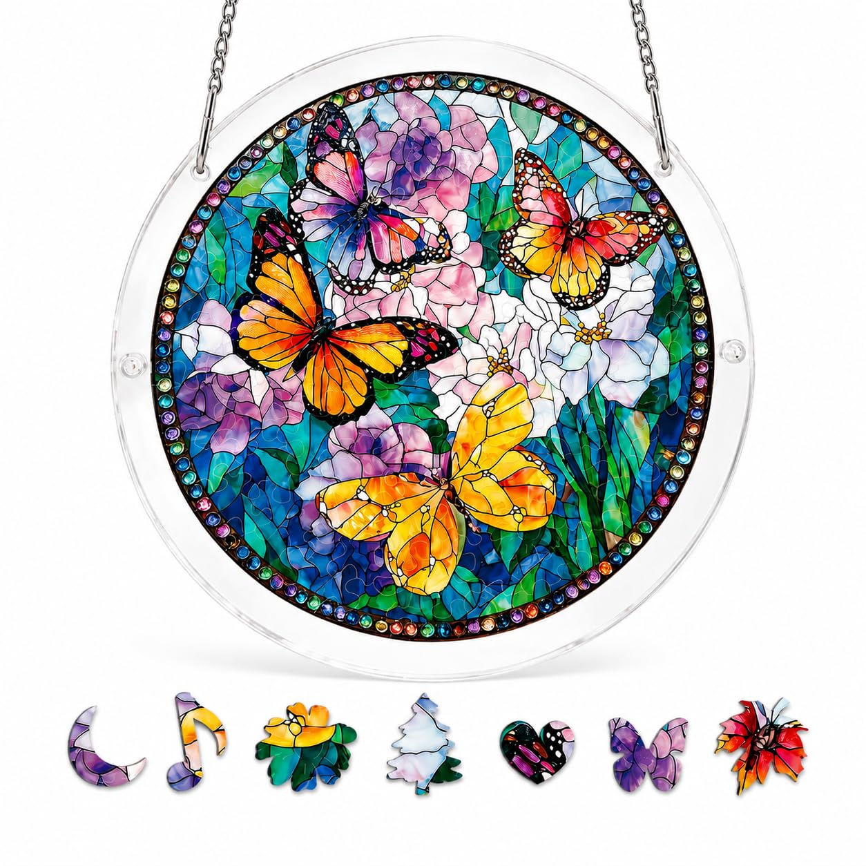Acrylic Jigsaw Puzzle Suncatcher, 83-Piece Butterfly Window Hanging Kit