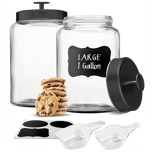 KooK Glass Storage Containers with Lids 1 Gallon Set of 2