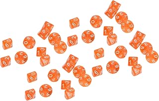 Dados Numéricos, Plástico Colorido Brilhante Amplamente Aplicável 10 Dados Poliédricos Leves Laterais à Prova d'água para Entretenimento (Laranja)