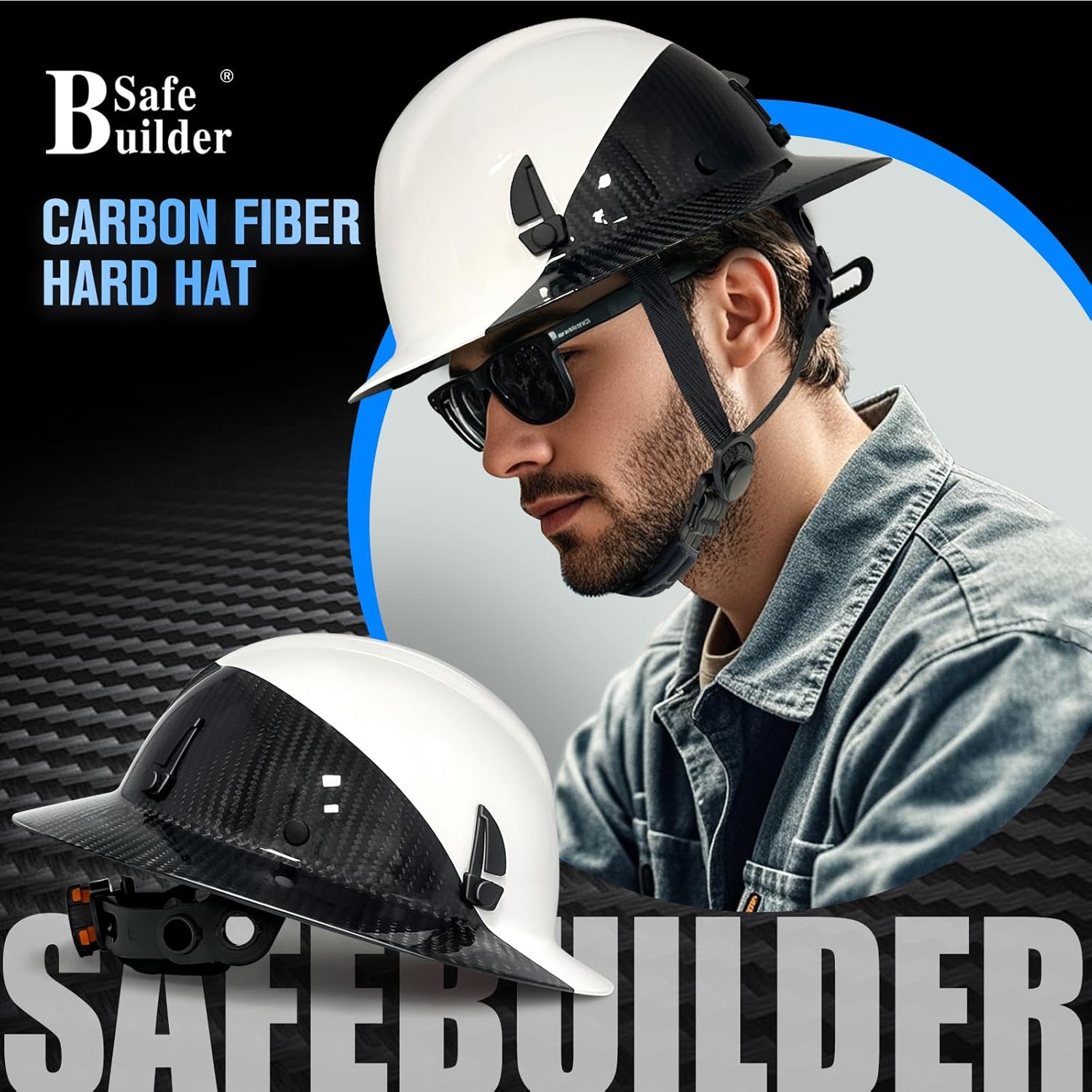 Carbon Fiber Full Brim Hard Hats Made of Carbon Fiber Safety Helmet 6-Point Suspension ANSI Certified for Construction, Industrial, Outdoor Work - Image 7
