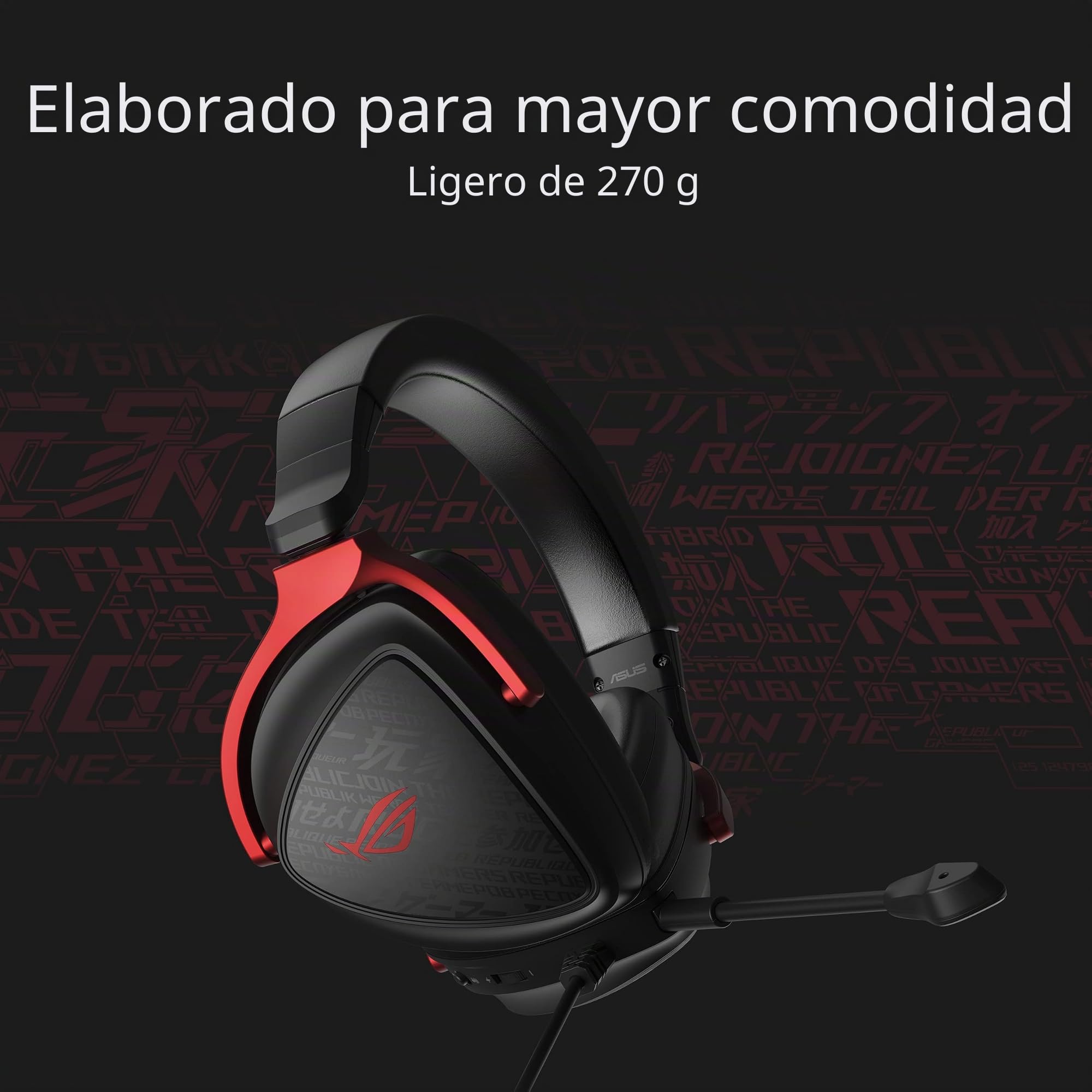 ASUS ROG Delta S Core - Auriculares Gaming Ligeros de 3.5 mm con transductores Essence de 50 mm, Sonido Envolvente 7.1 Virtual, compatibles con PC, PlayStation 5, Nintendo Switch y Xbox