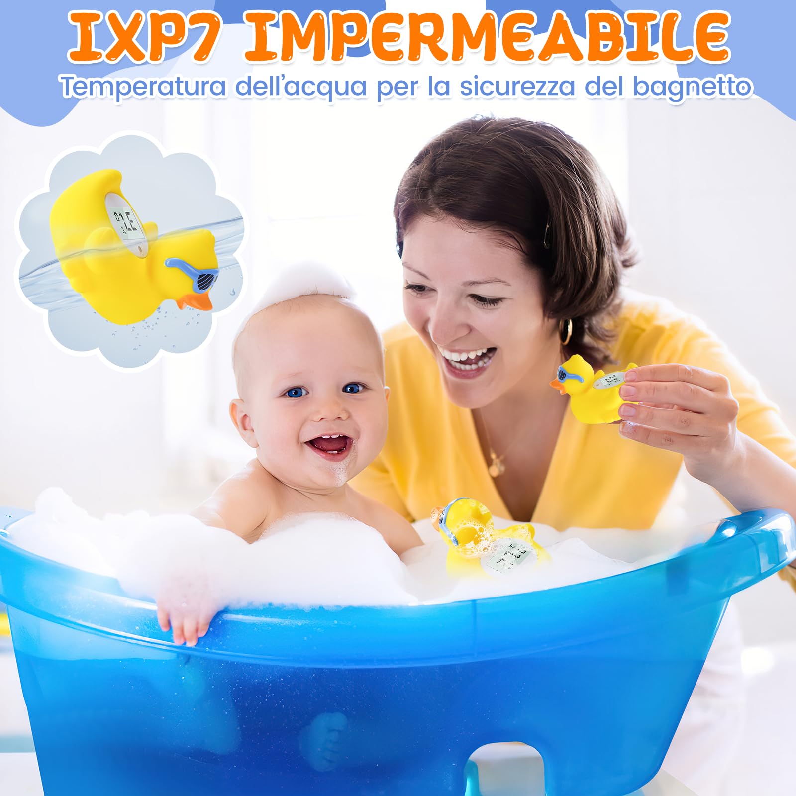 Termometro da Bagno per Bambini, Convertibile tra ℉ e ℃, Termometro di Sicurezza per Neonati e per la Temperatura della Stanza, Giocattolo Galleggiante Sicuro per Vasca da Bagno