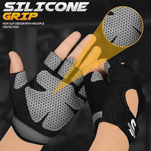 Miniatura 2 de Guantes de entrenamiento para hombres y mujeres, guantes de levantamiento de pesas, gimnasio, fitness, ejercicio, ciclismo, dominadas, microfibra,