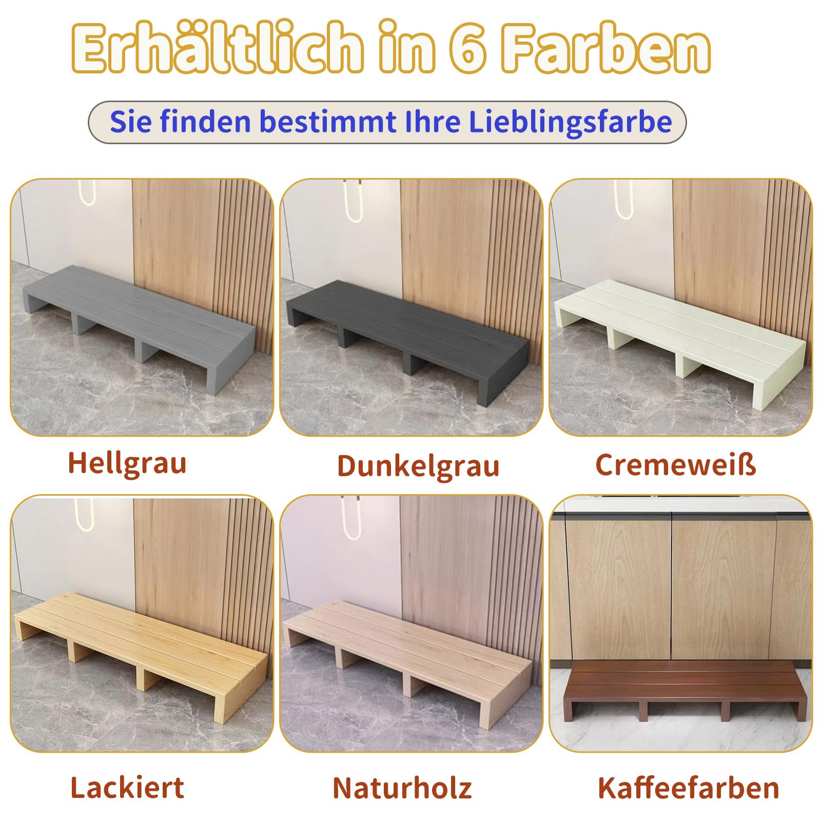 Trittbrett aus Holz für den Innen- und Außenbereich, rutschfest, 300 kg Kapazität, keine Montage erforderlich, vielseitige Fußstütze, 60 x 30 x 11 cm, Massivholz, Tritthocker für Kinder und Erwachsene