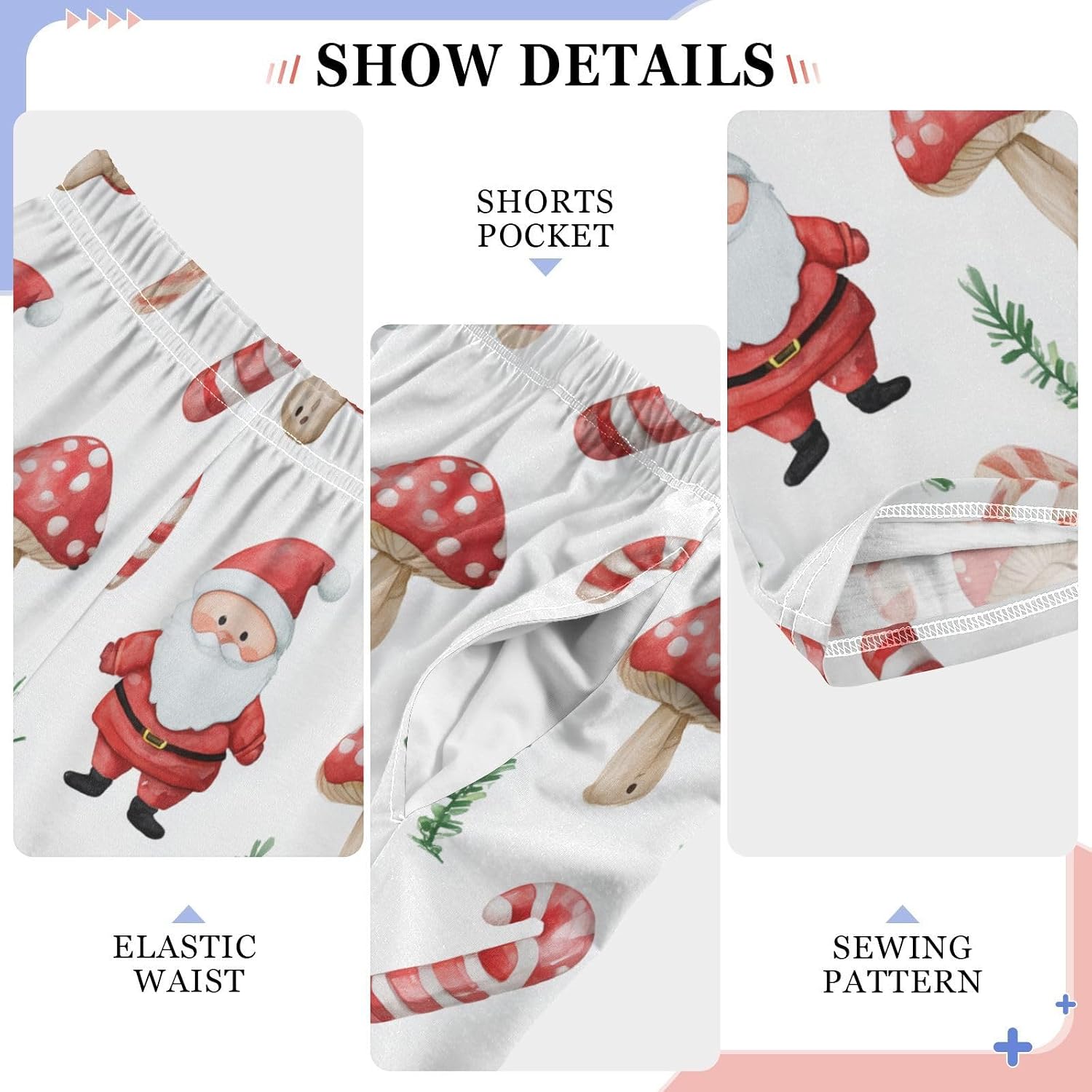 visesunny Boys' Pants Christmas Candy Canes Mushroom Jogger Pants Elastic Waist Long Bottoms Trousers with Pockets S-XL