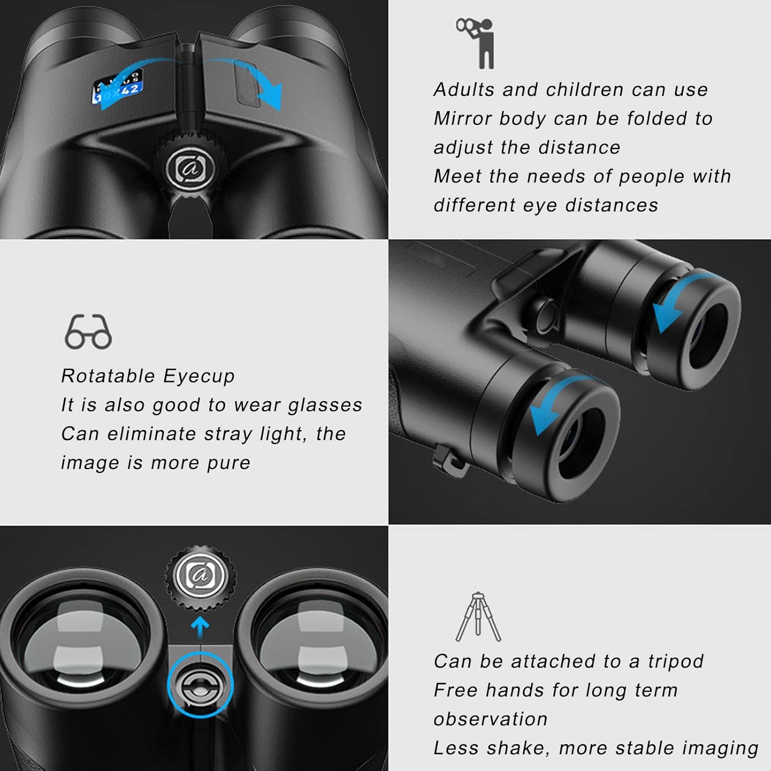 デジタル双眼鏡 カメラ&ビデオ録画付き 10x42、バードウォッチングカメラ用ビデオカメラ、サッカー双眼鏡、コンサート&狩猟、大人&子供向けギフト