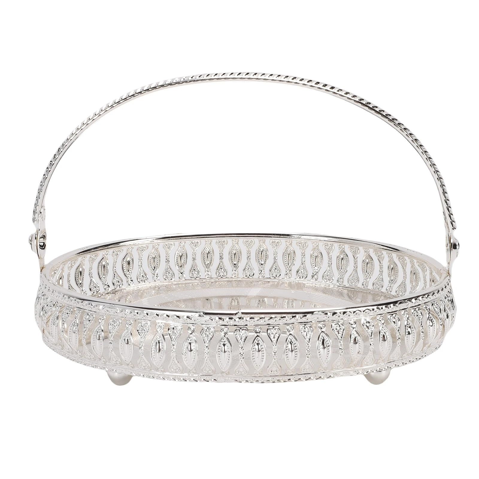 Metal Serving Tray with Handles Metal Fruit Tray with Handle Oval Decorative Bowl Serving Platter for Sweets Snacks Desserts Appetizers