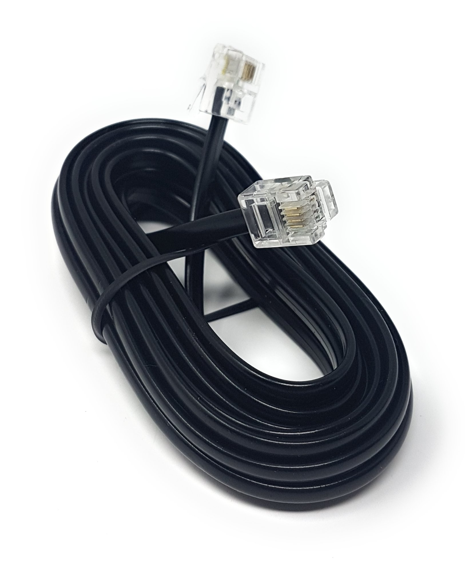 MainCore 3m Long Black FLAT ADSL High Speed Broadband Modem Cable RJ11 to RJ11 (Available in 1m, 2m, 3m, 5m, 10m, 15m, 20m, 30m) (3m)