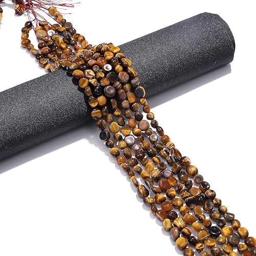 Vista 6 de BEADIA Perlas de piedras preciosas sueltas de ojo de tigre natural irregular para la fabricación de joyas 0.197-0.315 in 15.0 in