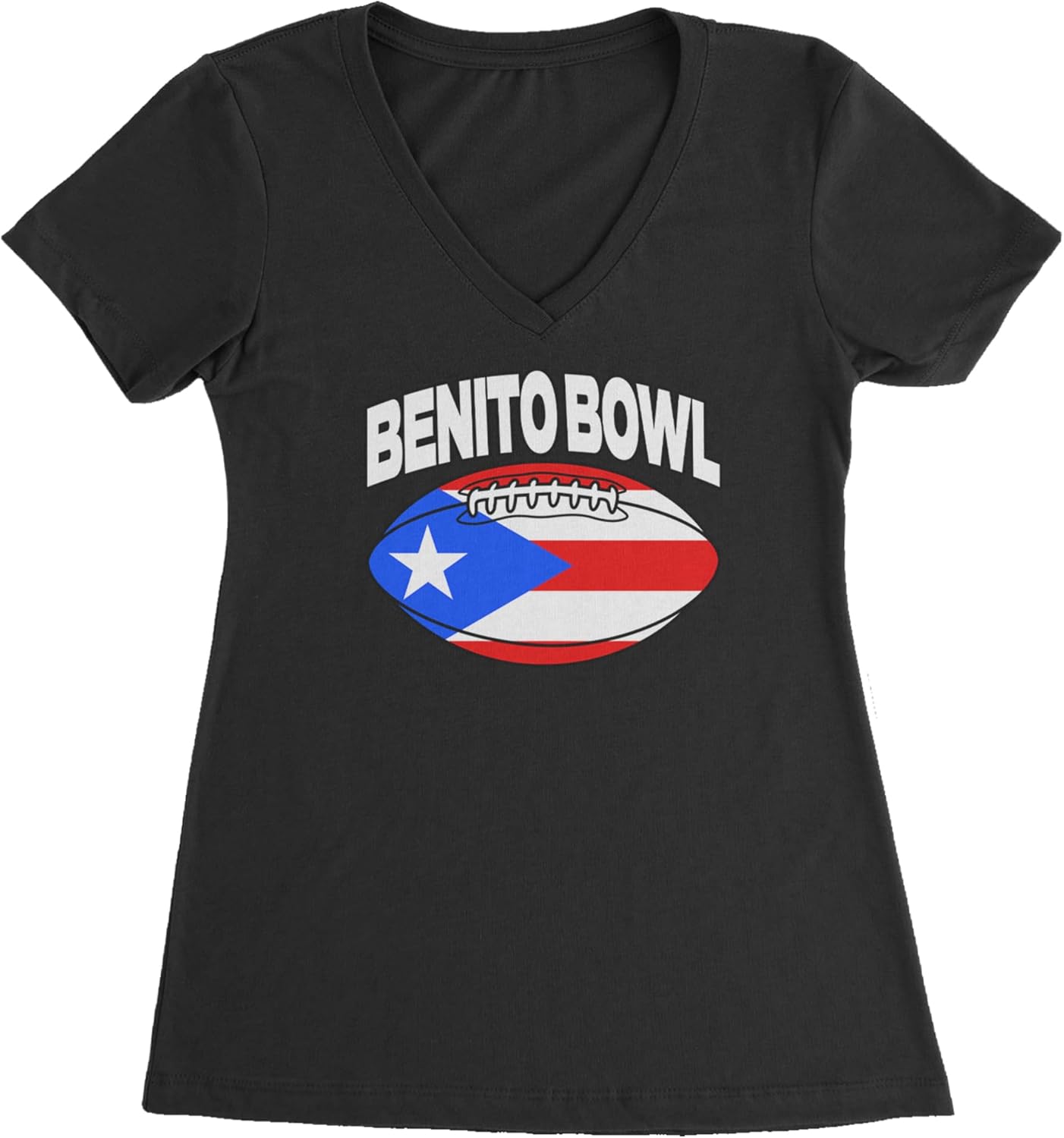 Benito Bowl Puerto Rico Football Ladies V-Neck T-Shirt, Slim Fit, Lightweight