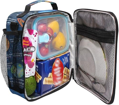 Miniatura 10 de ZOEO Lonchera de dinosaurio para niños, diseño de astronautas espaciales, hielera para niños, bolsa de almuerzo aislada, correa de hombro