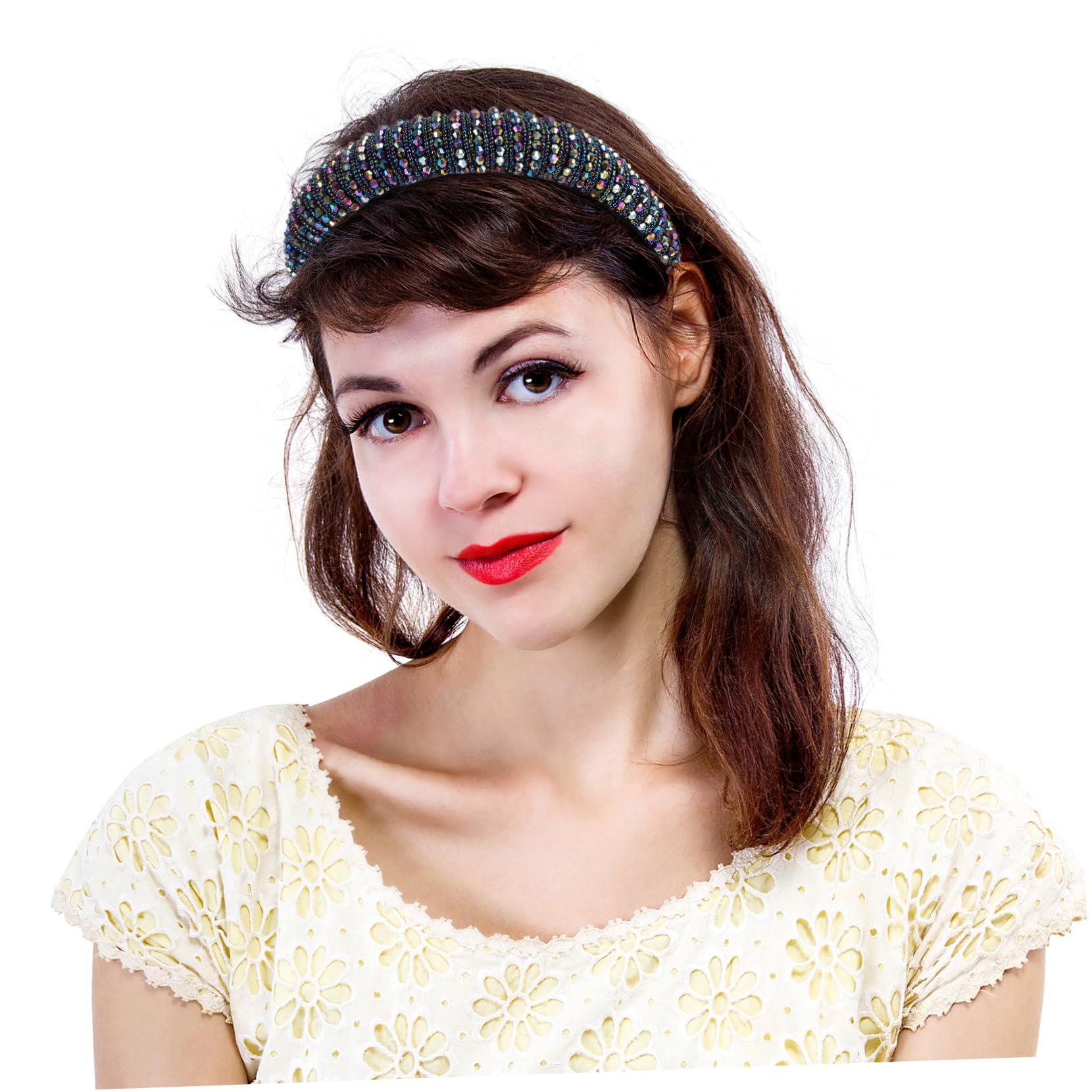 FRCOLOR 3 diademas elásticas con perlas de estrás, diademas de maquillaje, accesorios para el cabello, diadema, diadema, diadema de diamantes de imitación, esponja