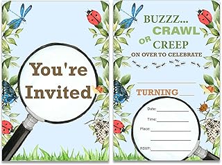 Soiceu Boy Bug Birthday Invitations with Envelopes Set of 20 Bug Scavenger Hunt Insect Birthday Party Invites Fill in Blank