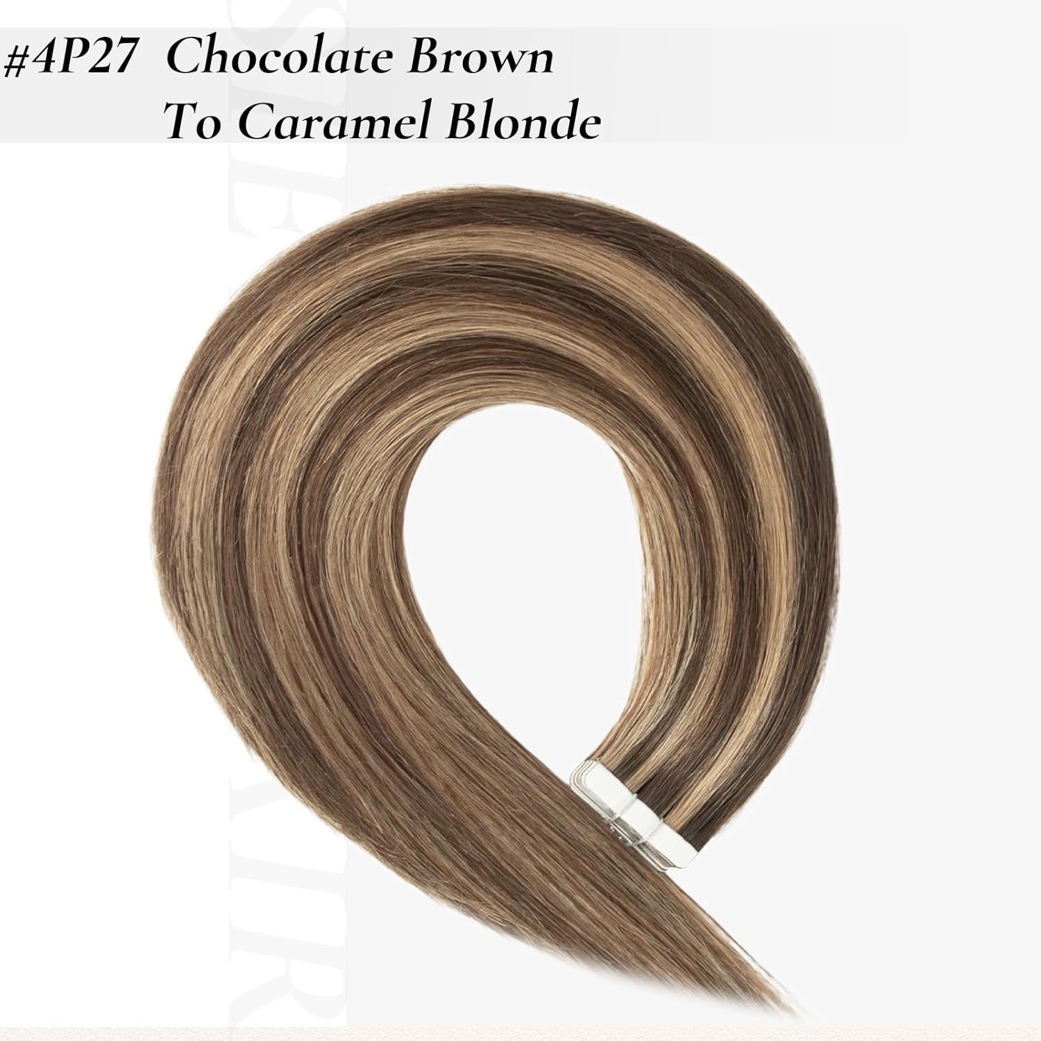 Tape in Hair Extensions Human Hair, 20pcs 50g 16 Inch Tape in Hair Extensions,Chocolate Brown Highlighted Caramel Blonde,Invisible Remy Soft Natural Thick Real Human Hair Extensions