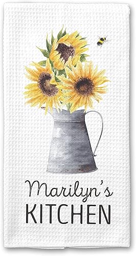 Toalla de cocina personalizada con cubo de girasol Toalla de cocina personalizada Regalo de inauguración de la casa Regalo de boda Toalla de