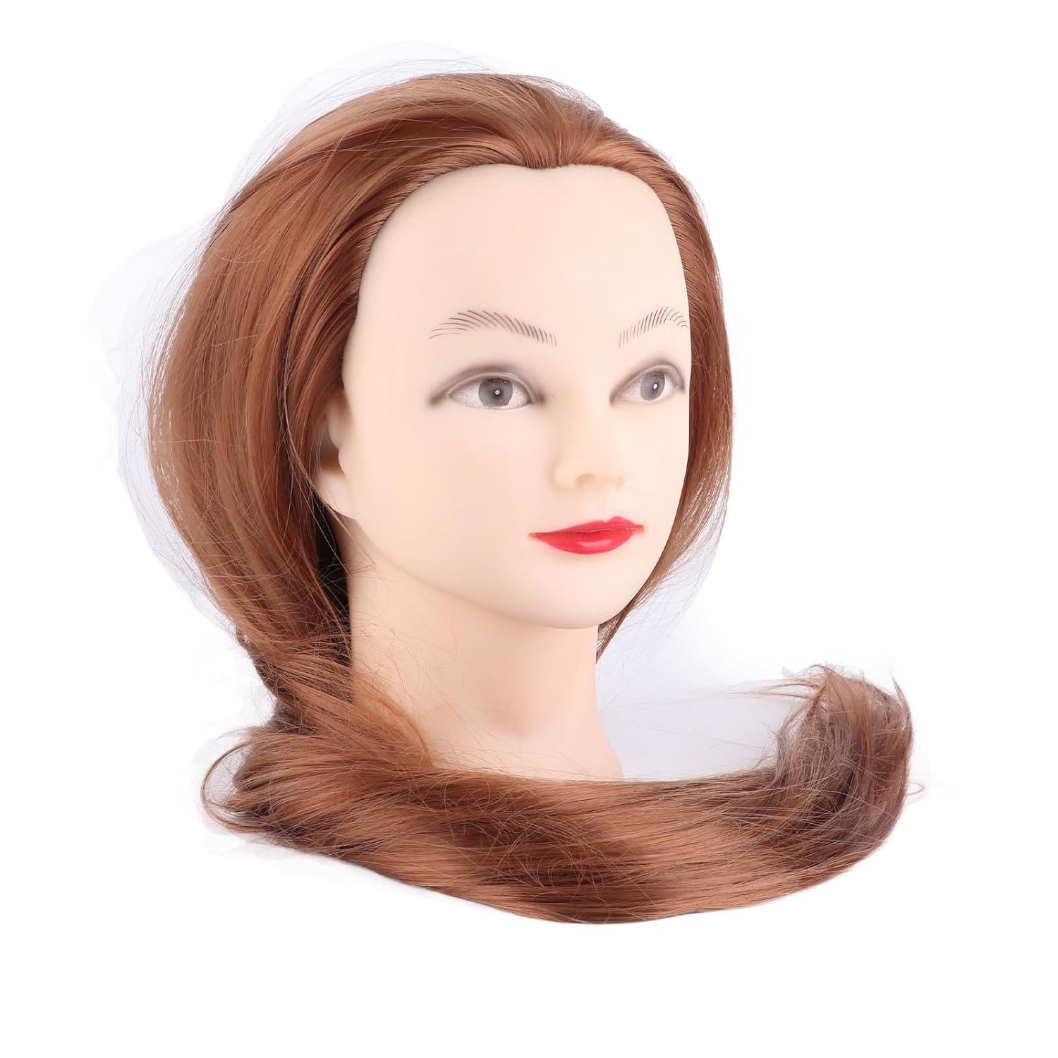 Fake Doll Hair Professional Makeup Wig Styling Training Head, Hairstylist Training Head, Goldbrown High-temperature Thick Dual-purpose Makeup Practice,
