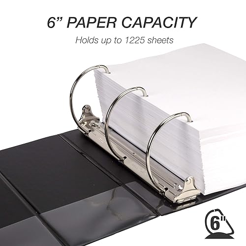 Vista 220 de Samsill Carpeta duradera de 1.5 pulgadas, fabricada en los Estados Unidos, carpeta de anillos en D, carpeta transparente personalizable, color Negro