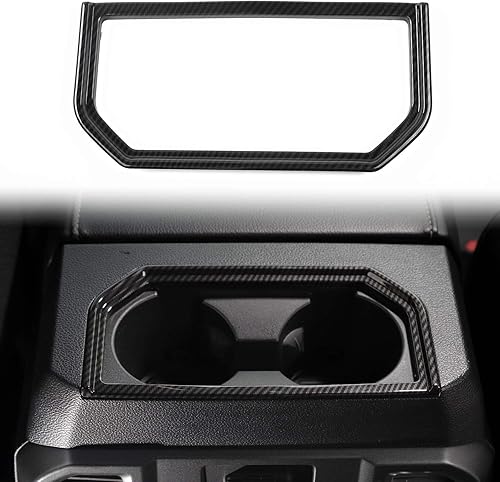 Voodonala Para F150 ABS Fibra de Carbono Trasero Portavasos Trim Marco para Ford F150 2016-2019, 1 unidad