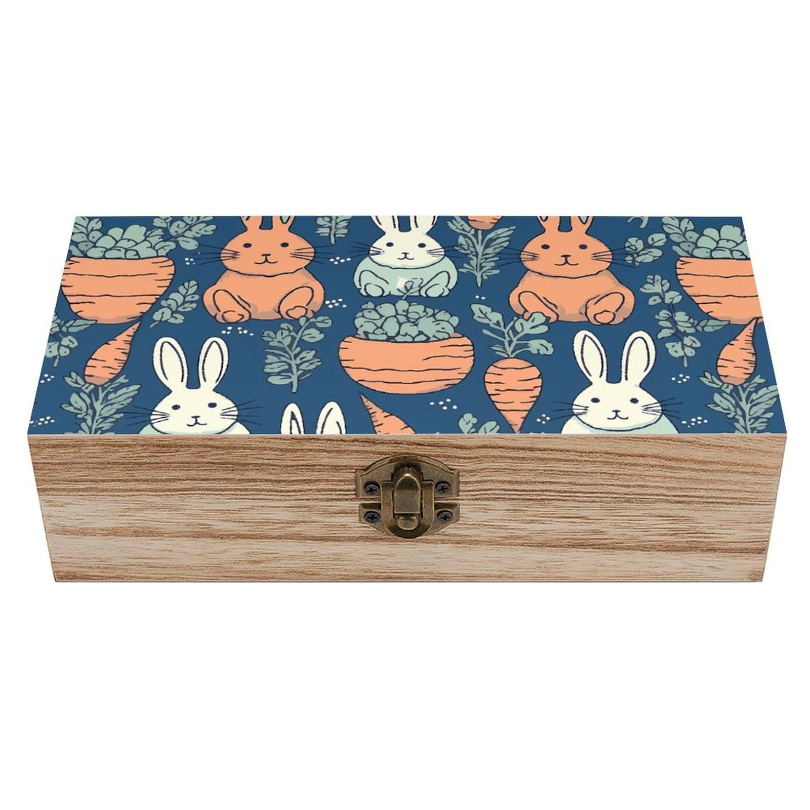 HLBSDM Vintage Wooden Storage Box Rabbit And Carrot Keepsake Box for Jewelry Photos Letters Elegant Desktop Organizer for Home Office Decor