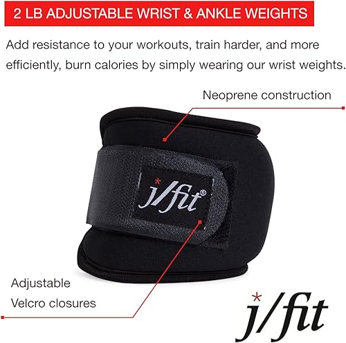 Miniatura 3 de JFIT Par de pesas para muñeca, juego de 2, correas de muñeca para fitness, caminar, entrenamiento, múltiples opciones de tamaño y peso, cómodas,