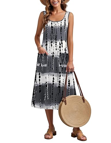 Zeagoo Womens Summer Midi Dresses 2026 Casual Sleeveless Tank Sundresses