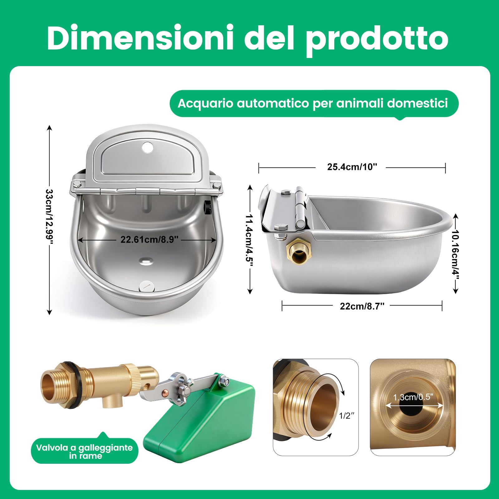 Abbeveratoio In Acciaio Inox,Abbeveratoio Per Animali Con Valvola,Bevanella Per Bestiame Con Galleggiante,Ciotola Acqua Per Mucche,Abbeveratoio Automatico Per Cavalli,Ovini,Cani,Maiali