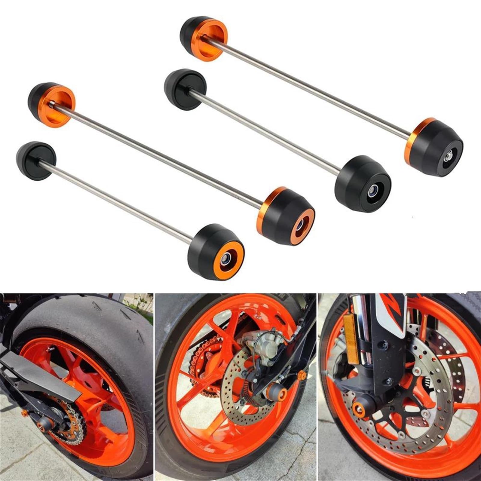 Sturzpads Sturzpads Für Vorder- Und Hinterrad, Gabel, Achse, Gleitschutz Für Motorrad Für 790 Duke (2018–2023) Und 890 Duke R Verkleidungsschutz(Orange,Vorne+hinten)