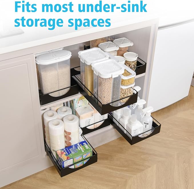 Organizador extraíble bajo lavabo, estante metálico de un solo nivel miniatura 3