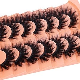 Mink Lashes Volume False Eyelashes 20mm Long Fake Lashes Thick Cat Eye Lash Strips Faux Mink Eyelashes Wispy Eyelash Pack by Kiromiro, 7 Pairs