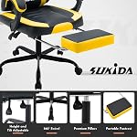 SUKIDA Gamers Choice Gaming Chair - Gaming Chairs for Adults 300lbs, Ergonomic Gamer Gamingchair with Footrest Cool Pc Computer Comfy Leather Swivel Recliner Adjustable Backrest Massage Lumbar Yellow