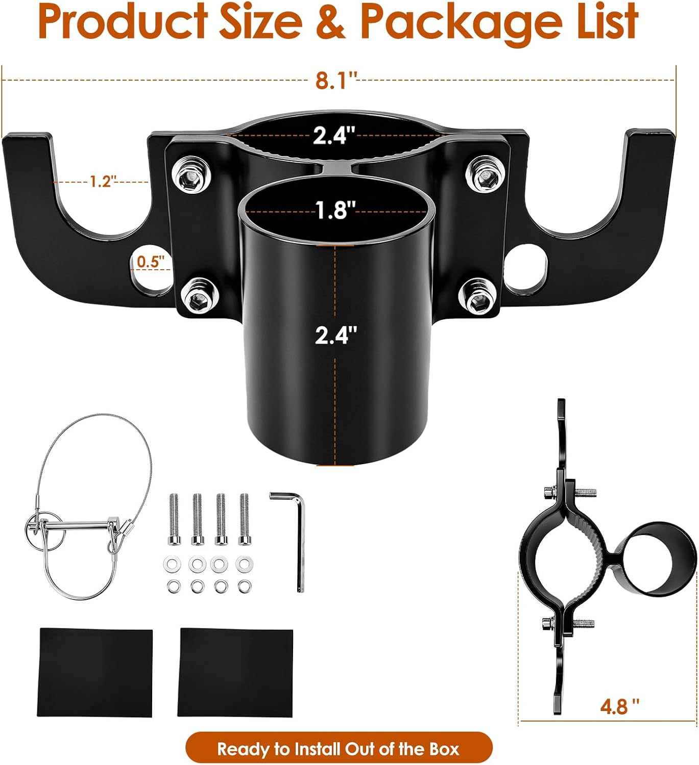 Xprite Heavy Duty Aluminum Trailer Towing Organizer, 7 Way Plug Holder & Chain Storage Bracket, Anti-Rust RV Accessories for 2" & 2-1/4" Manual/Electric Tongue Jack, Fit Travel Trailer Camper